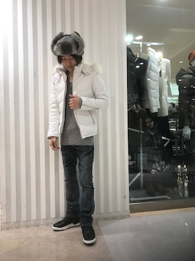 「アイテム（ライダースジャケット）」を使った、Kouchiさん（メンズ・173cm・20代）の冬コーディネート