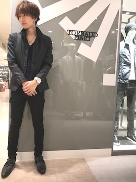 「アイテム（ライダースジャケット）」を使った、Kouchiさん（メンズ・173cm・20代）の秋コーディネート