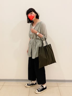 「MUJI」｜「アイテム（腕時計）」を使った、ユウ🐟さん（レディース・163cm）の春コーディネート