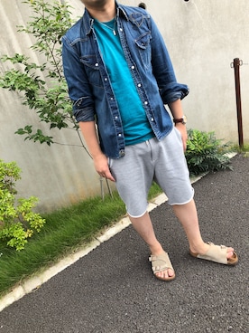 「スウエットパンツ」｜「アイテム（サンダル）」を使った、hideeeyoさん（メンズ・170cm）の秋コーディネート