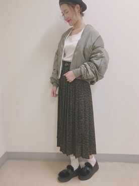 nishiyaaaaaanさんの「・ジョーゼットプリーツスカート」を使ったコーディネート