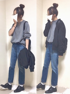 「501(R)T（ゴーマルイチティー）のアイテム」を使った、k_n_miiinさん（レディース・162cm）の秋コーディネート