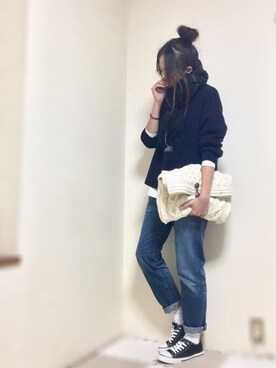「501(R)T（ゴーマルイチティー）のアイテム」を使った、k_n_miiinさん（レディース・162cm）の秋コーディネート