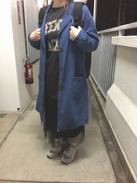 「NICE CLAUP（ナイスクラップ）のアイテム（ジャケット/アウター）」を使った、chii☺︎さん（レディース・154cm）の春コーディネート