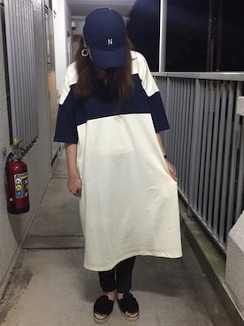 「ラガーシャツ」｜「アイテム（ワンピース/ドレス）」を使った、chii☺︎さん（レディース・154cm）の夏コーディネート