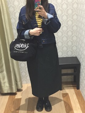 「ボア」｜「アイテム（デニムジャケット）」を使った、chii☺︎さん（レディース・154cm）の秋コーディネート