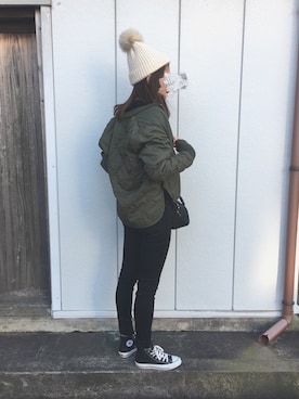 「UNIQLO（ユニクロ）のWOMEN ウルトラストレッチジーンズ（デニムパンツ）」を使った、ちあきさん（レディース・165cm）の秋コーディネート