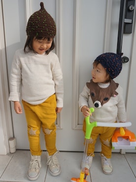 3BOYS⑅◡̈*🐒さん（キッズ・100cm）の秋コーディネート