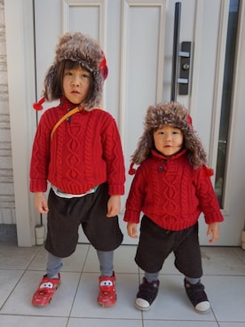 3BOYS⑅◡̈*🐒さん(キッズ・100cm)の冬コーディネート