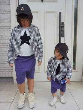 3BOYS⑅◡̈*🐒さん（キッズ・90cm）の春コーディネート