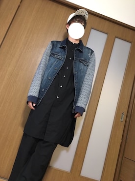 「ノーカラーシャツ」｜「アイテム（デニムジャケット）」を使った、naoさん（メンズ・170cm）の秋コーディネート