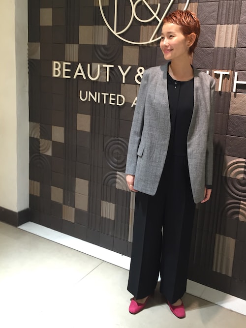 Mikiko Uda ビューティ ユース ユナイテッドアローズ 岡山店 Beauty Youth United Arrowsのノーカラージャケットを使ったコーディネート Wear