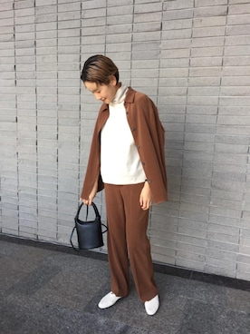 「BEAUTY&YOUTH UNITED ARROWS（ビューティーアンドユースユナイテッドアローズ）のBY∴ フルニードルタートルネックニット -ウォッシャブル-（ニット/セーター、ベージュ系）」を使った、Mikiko Udaさん（レディース・161cm）の秋コーディネート