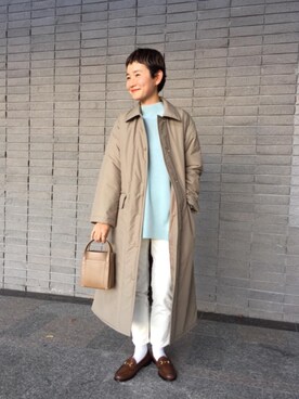 「BEAUTY&YOUTH UNITED ARROWS（ビューティーアンドユースユナイテッドアローズ）のBY 11W コーデュロイスキニーパンツ（その他パンツ、ホワイト系）」を使った、Mikiko Udaさん（レディース・161cm）の冬コーディネート