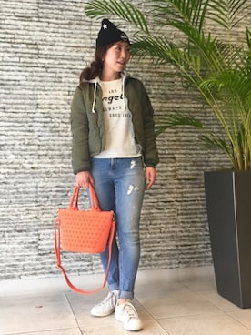 「Alpha Industries（アルファインダストリーズ）のアイテム」を使った、acoさん（レディース・158cm）の秋コーディネート