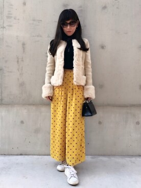 「アイテム（ムートンコート）」を使った、acoさん（レディース・158cm・30代）の冬コーディネート