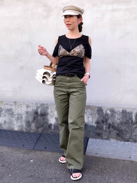 「アイテム（キャスケット）」を使った、acoさん（レディース・158cm・30代）の春コーディネート