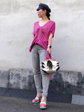 「アイテム（キャスケット）」を使った、acoさん（レディース・158cm・30代）の春コーディネート