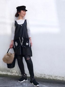 「マリンキャップ」｜「アイテム（アクセサリー）」を使った、acoさん（レディース・158cm）の秋コーディネート