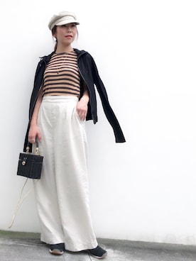 「アイテム（キャスケット）」を使った、acoさん（レディース・158cm）の夏コーディネート