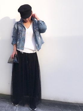 「アイテム（キャスケット）」を使った、acoさん（レディース・158cm）の秋コーディネート