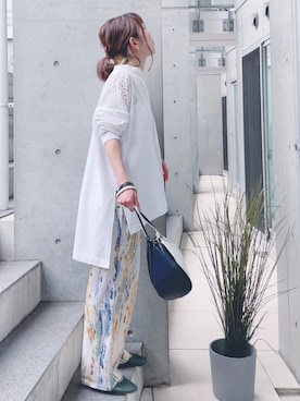 「アイテム（パンツ、イエロー系）」を使った、acoさん（レディース・158cm）の春コーディネート