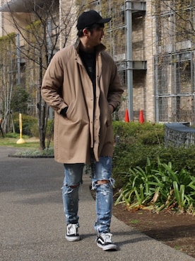 「袖プリント」｜「アイテム（ジャケット/アウター）」を使った、R.Hさん（メンズ・186cm）の春コーディネート