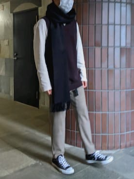 「COMME　CA COMMUNE（コムサコミューン）のアイテム（スラックス）」を使った、tama114514さん（メンズ・168cm）の冬コーディネート