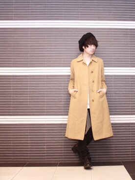 「Saint Laurent」｜「アイテム（ハンチング/ベレー帽）」を使った、勝田 俊介さん（メンズ・164cm）の冬コーディネート