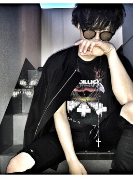 「RICK OWENS」｜「アイテム（ブルゾン）」を使った、勝田 俊介さん（メンズ・164cm）の春コーディネート