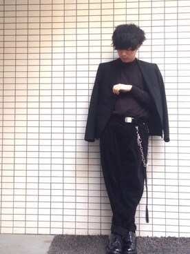 「LADMUSICIAN」｜「アイテム（ジャケット/アウター）」を使った、勝田 俊介さん（メンズ・164cm）の冬コーディネート