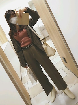 「セットアップ風」｜「アイテム（セットアップ）」を使った、しろさん（レディース・163cm）の冬コーディネート