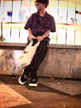 「MAISON KITSUNE」｜「アイテム（スリッポン）」を使った、taichiさん（メンズ・169cm）の秋コーディネート