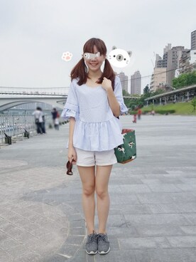 「NET（ネット）のアイテム（パンツ）」を使った、Clara Kaoさん（レディース・160cm）の春コーディネート