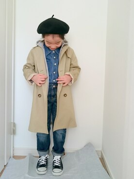 「SOMETHING（サムシング）のアイテム」を使った、erimomoさん（キッズ・110cm）の春コーディネート