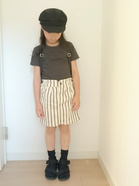「AZUL by moussy（アズールバイマウジー）のアイテム（キャスケット）」を使った、erimomoさん（キッズ・120cm）の夏コーディネート
