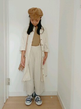 「秋のカフェオレコーデ」｜「アイテム（シャツワンピース）」を使った、erimomoさん（キッズ・129cm）の秋コーディネート