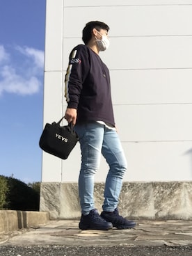 「YEVS（イーブス）のアイテム（トートバッグ）」を使った、ゆーちゃんさん（メンズ・170cm）の春コーディネート
