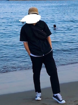 「CONVERSE（コンバース）のCONVERSE コンバース オール スター オックス / ALL STAR OX(BLACK) 32160321（スニーカー）」を使った、macha0906さん（メンズ・176cm・20代）の夏コーディネート