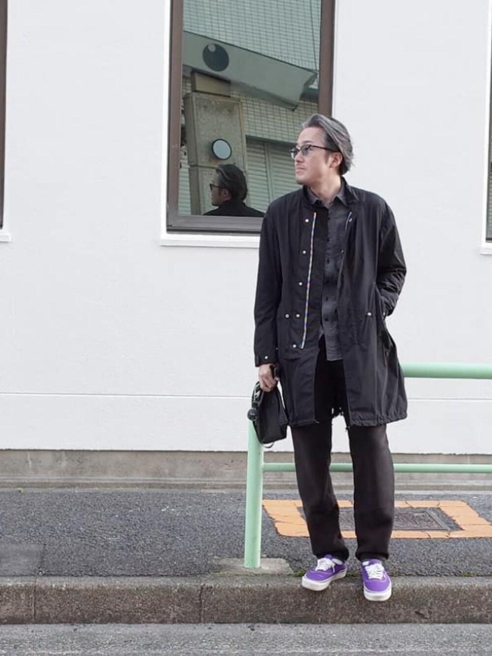 「パタゴニア、スナップT、フリースパンツ、アウトドアスタイル、オーセンティック、ナイロンコート、オールブラック、バンブーシュート」｜「patagoniaのパタゴニアのスナップTパンツ（その他パンツ、ブラック系）」を使った、kobaさん（メンズ・175cm）の冬コーディネートの1枚目の写真