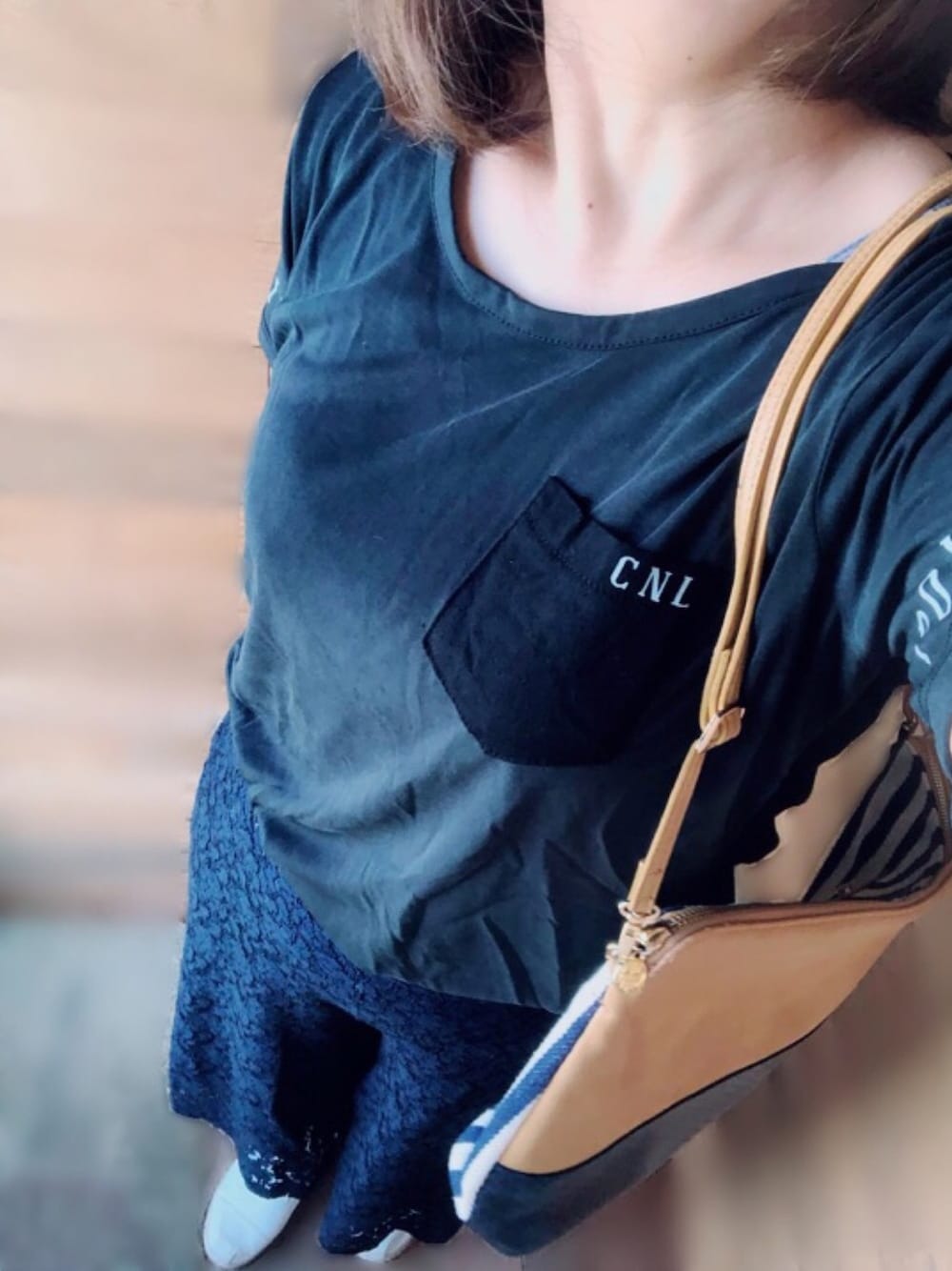 「Tシャツコーデ、レースガウチョ、cynical、シンプルコーデ、大人カジュアル」｜「Cynicalのアイテム（Tシャツ/カットソー、グレー系）」を使った、cocoさん（レディース・159cm）の夏コーディネートの1枚目の写真