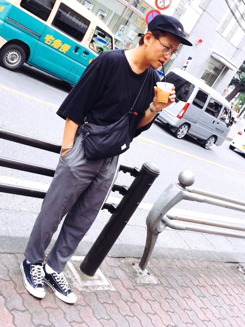 「SASQUATCHfabrix.のアイテム（キャップ、ブラック系）」を使った、Noriさん（メンズ・169cm）の夏コーディネートの1枚目の写真