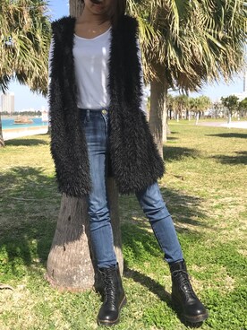 「AZUL by moussy（アズールバイマウジー）のアイテム（ジャケット/アウター、ブラック系）」を使った、syopyさん（レディース）の冬コーディネート