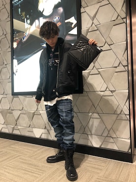 「DIESEL（ディーゼル）のアイテム（MA-1）」を使った、kaitoさん（メンズ・168cm）の秋コーディネート