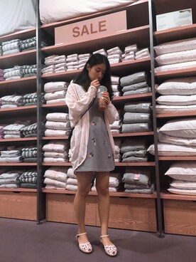 「H&M（エイチ・アンド・エム）のアイテム（ポンチョ）」を使った、不想巡山的大王さん（レディース・153cm）の夏コーディネート