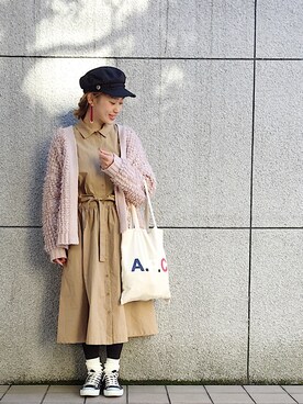 「archives（アルシーヴ）のアイテム（キャスケット）」を使った、きゃのさん（レディース・155cm）の冬コーディネート