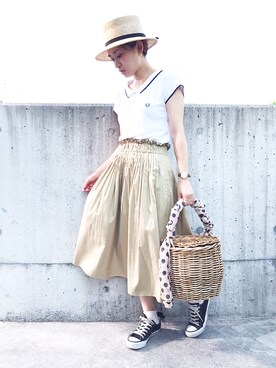 「CONVERSE（コンバース）のconverse（コンバース） ALL STAR OX（オールスターOX）（スニーカー）」を使った、きゃのさん（レディース・155cm）の夏コーディネート