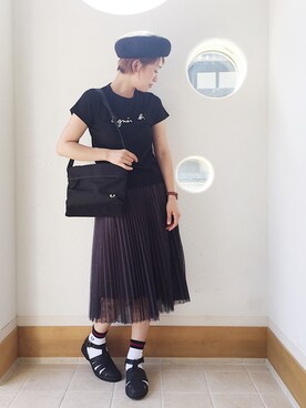 きゃのさんの「【店舗限定商品】 チュールプリーツスカート」を使ったコーディネート