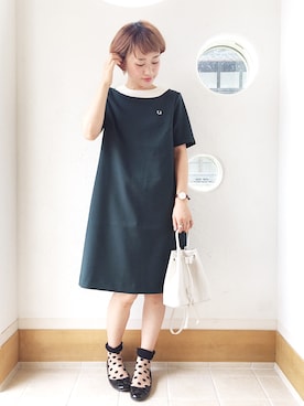 「フレッドペリー」｜「アイテム（ワンピース/ドレス）」を使った、きゃのさん（レディース・155cm）の夏コーディネート