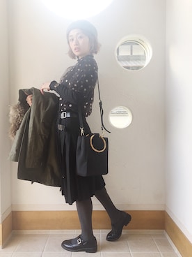 「FRED PERRY（フレッドペリー）のアイテム（モッズコート）」を使った、きゃのさん（レディース・155cm）の冬コーディネート